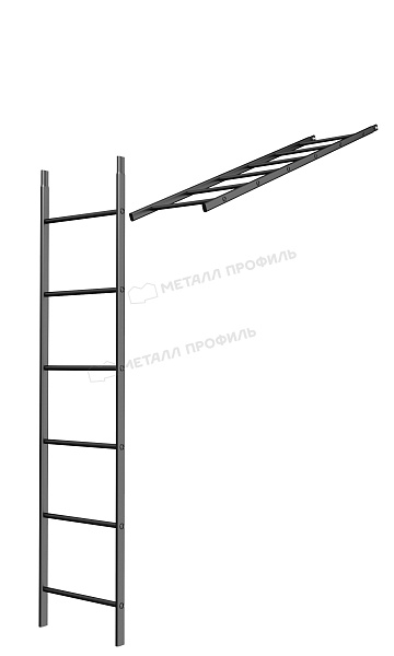Лестница кровельная стеновая дл. 1860 мм без кронштейнов (9005) ― где заказать в Новороссийске? В Компании Металл Профиль!