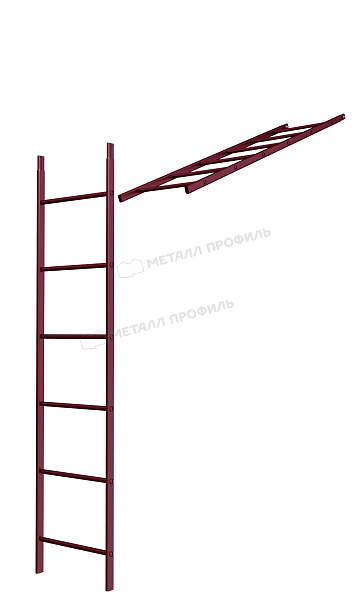 Лестница кровельная стеновая дл. 1860 мм без кронштейнов (3005) ― заказать по доступным ценам в Компании Металл Профиль.
